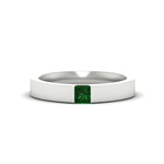 Load image into Gallery viewer, half-bezel-solitaire-princess-mens-comfort-fit-emerald-wedding-ring-in-white-gold-fdm8083prgemgr-nl-wg
