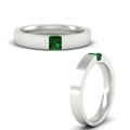 Thumbnail 43 - half-bezel-solitaire-princess-mens-comfort-fit-emerald-wedding-ring-in-white-gold-fdm8083prgemgrangle3-nl-wg