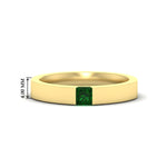 Load image into Gallery viewer, half-bezel-solitaire-princess-mens-comfort-fit-emerald-wedding-ring-in-yellow-gold-fdm8083prgemgr-nl-yg-hw
