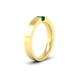 Load image into Gallery viewer, half-bezel-solitaire-princess-mens-comfort-fit-emerald-wedding-ring-in-yellow-gold-fdm8083prgemgrangle2-nl-yg
