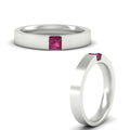 Thumbnail 38 - half-bezel-solitaire-princess-mens-comfort-fit-pink-sapphire-wedding-ring-in-white-gold-fdm8083prgsadrpiangle3-nl-wg