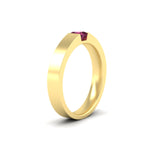 Load image into Gallery viewer, half-bezel-solitaire-princess-mens-comfort-fit-pink-sapphire-wedding-ring-in-yellow-gold-fdm8083prgsadrpiangle2-nl-yg
