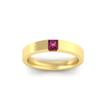 Load image into Gallery viewer, half-bezel-solitaire-princess-mens-comfort-fit-pink-sapphire-wedding-ring-in-yellow-gold-fdm8083prgsadrpiangle5-nl-yg
