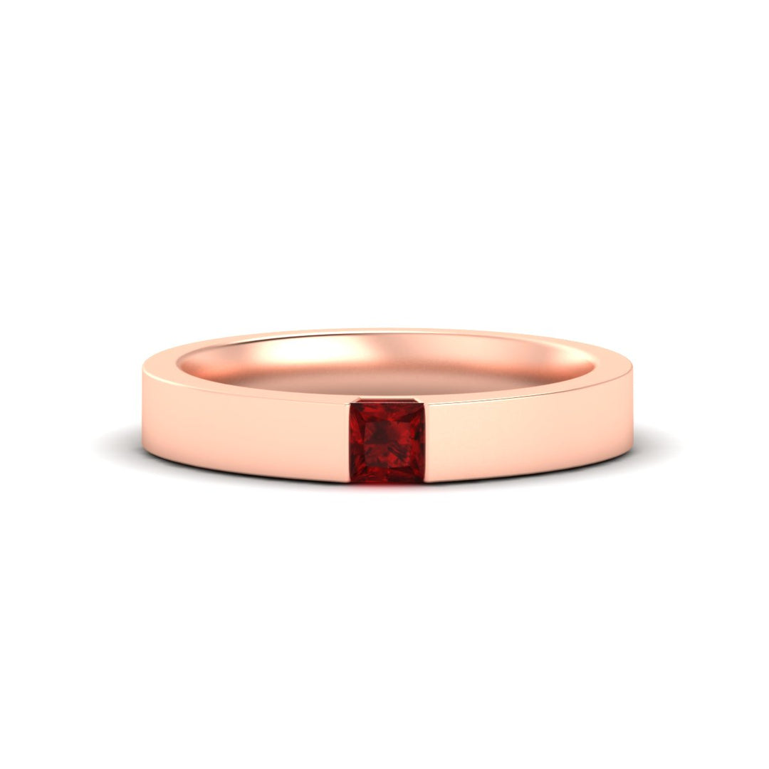 Half Bezel Solitaire Mens Engagement Ring