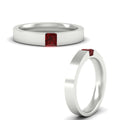 Thumbnail 48 - half-bezel-solitaire-princess-mens-comfort-fit-ruby-wedding-ring-in-white-gold-fdm8083prgrudrangle3-nl-wg