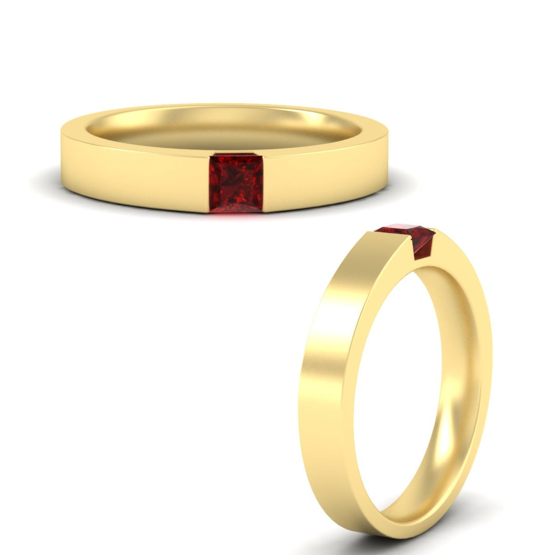 half-bezel-solitaire-princess-mens-comfort-fit-ruby-wedding-ring-in-yellow-gold-fdm8083prgrudrangle3-nl-yg