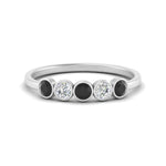 Load image into Gallery viewer, half-carat-bezel-set-5-round-black-diamond-wedding-ring-in-FD10558B-0.10CTGBLACK-NL-WG
