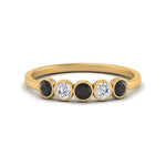 Load image into Gallery viewer, half-carat-bezel-set-5-round-black-diamond-wedding-ring-in-FD10558B-0.10CTGBLACK-NL-YG
