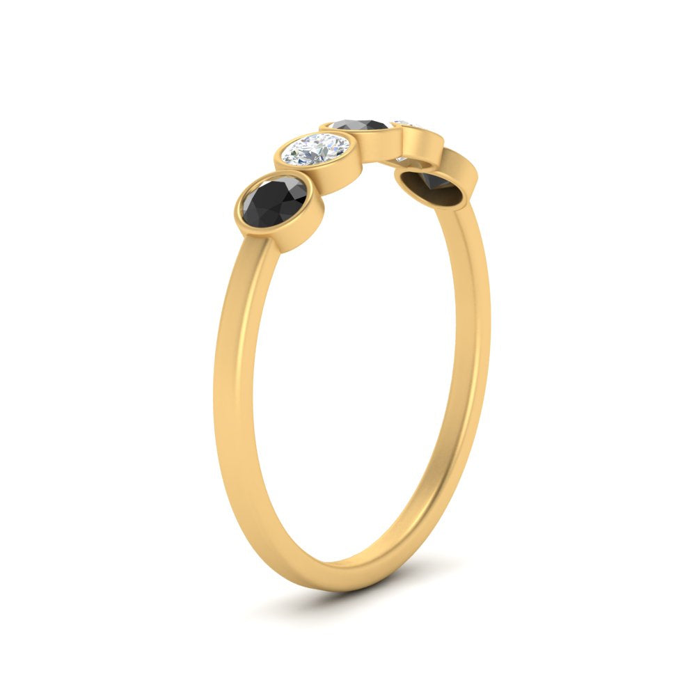 half-carat-bezel-set-5-round-black-diamond-wedding-ring-in-FD10558B-0.10CTGBLACK-NL-YG