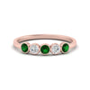 Load image into Gallery viewer, half-carat-bezel-set-5-round-emerald-wedding-ring-in-rose-gold-FD10558B-0.10CTGEMGR-NL-RG.jpg?v=1757070460