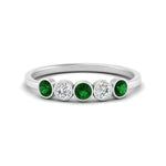 Load image into Gallery viewer, half-carat-bezel-set-5-round-emerald-wedding-ring-in-FD10558B-0.10CTGEMGR-NL-WG
