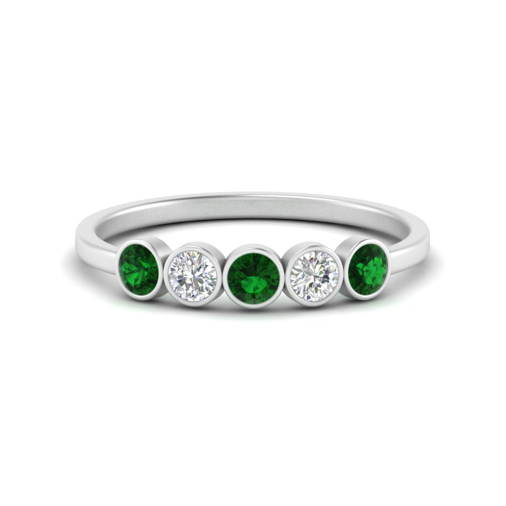 half-carat-bezel-set-5-round-emerald-wedding-ring-in-FD10558B-0.10CTGEMGR-NL-WG