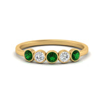 Load image into Gallery viewer, half-carat-bezel-set-5-round-emerald-wedding-ring-in-FD10558B-0.10CTGEMGR-NL-YG
