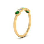 Load image into Gallery viewer, half-carat-bezel-set-5-round-emerald-wedding-ring-in-FD10558B-0.10CTGEMGR-NL-YG
