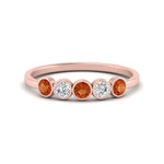 Load image into Gallery viewer, half-carat-bezel-set-5-round-orange-sapphire-wedding-ring-in-FD10558B-0.10CTGSAOR-NL-RG

