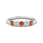 Load image into Gallery viewer, half-carat-bezel-set-5-round-orange-sapphire-wedding-ring-in-FD10558B-0.10CTGSAOR-NL-WG
