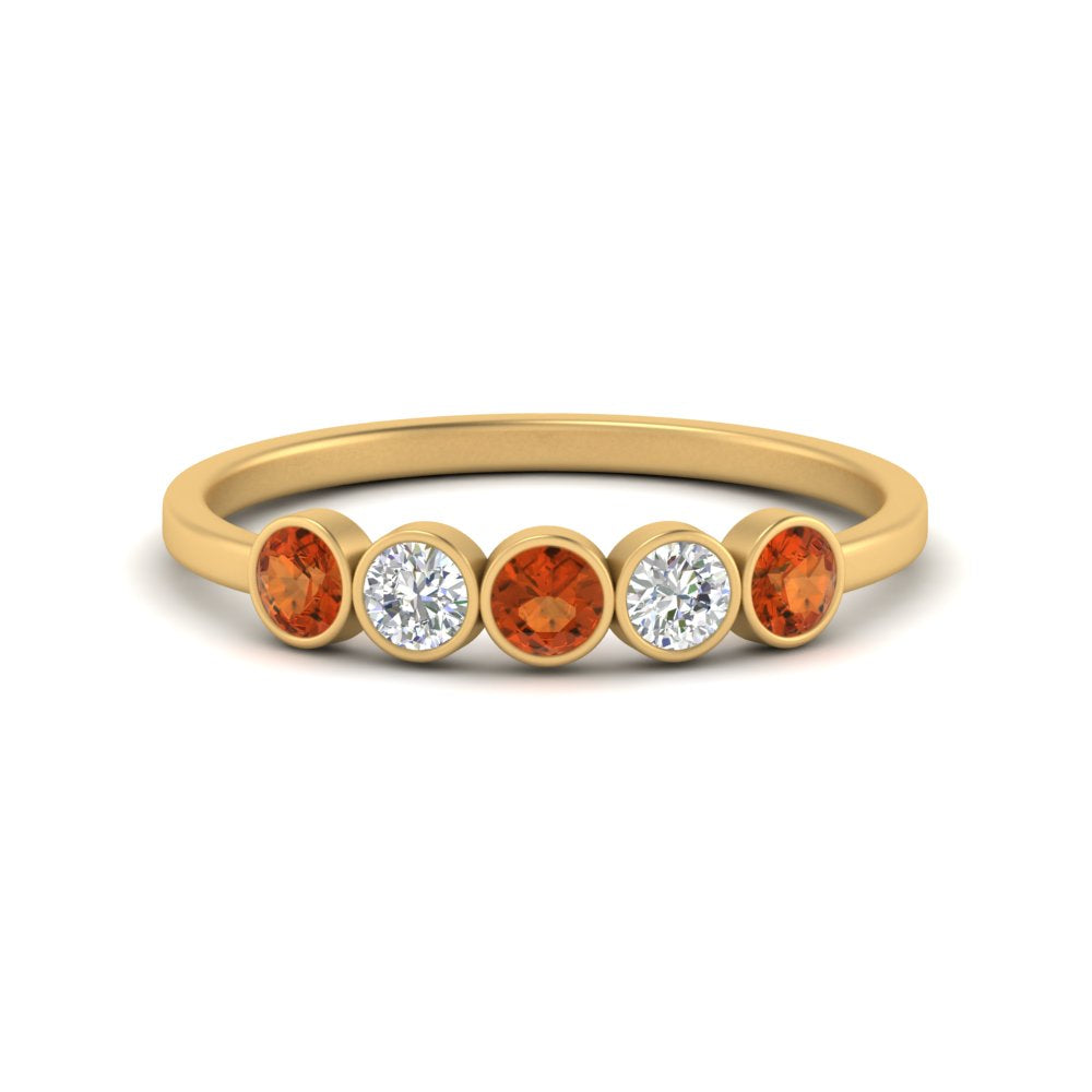 half-carat-bezel-set-5-round-orange-sapphire-wedding-ring-in-FD10558B-0.10CTGSAOR-NL-YG