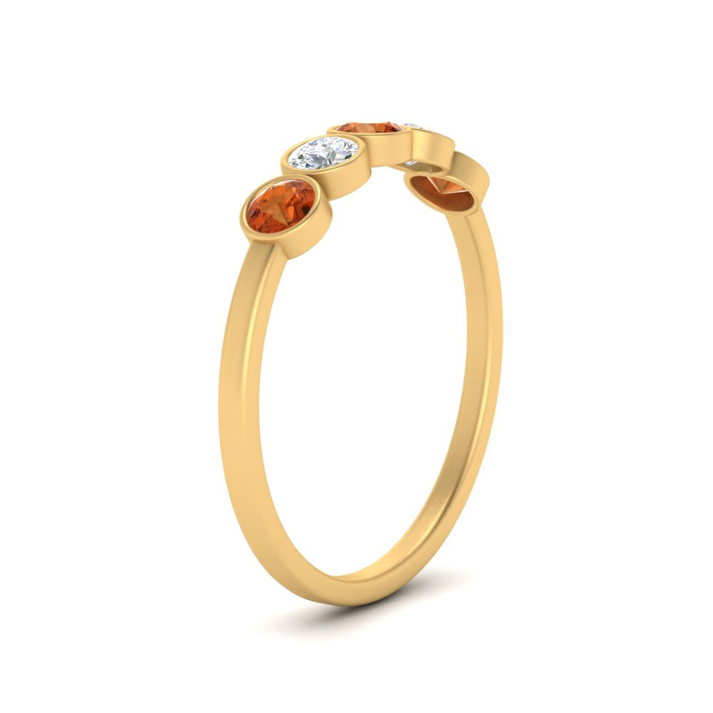 half-carat-bezel-set-5-round-orange-sapphire-wedding-ring-in-FD10558B-0.10CTGSAOR-NL-YG