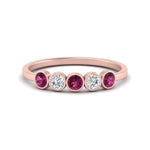 Load image into Gallery viewer, half-carat-bezel-set-5-round-pink-sapphire-wedding-ring-in-FD10558B-0.10CTGSADRPI-NL-RG
