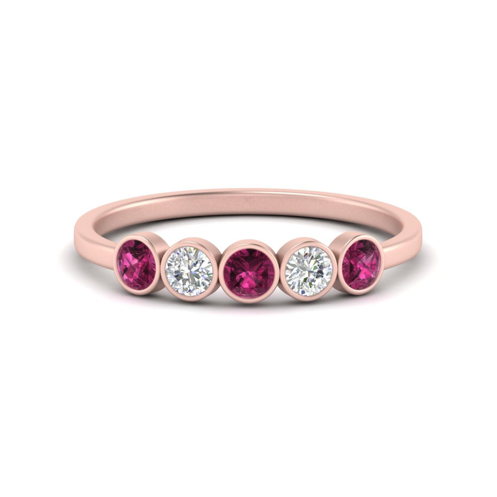 half-carat-bezel-set-5-round-pink-sapphire-wedding-ring-in-FD10558B-0.10CTGSADRPI-NL-RG