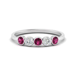 Load image into Gallery viewer, half-carat-bezel-set-5-round-pink-sapphire-wedding-ring-in-FD10558B-0.10CTGSADRPI-NL-WG
