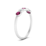 Load image into Gallery viewer, half-carat-bezel-set-5-round-pink-sapphire-wedding-ring-in-FD10558B-0.10CTGSADRPI-NL-WG

