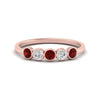 Load image into Gallery viewer, half-carat-bezel-set-5-round-ruby-wedding-ring-in-rose-gold-FD10558B-0.10CTGRUDR-NL-RG.jpg?v=1757070460