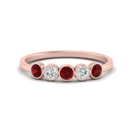 Load image into Gallery viewer, half-carat-bezel-set-5-round-ruby-wedding-ring-in-FD10558B-0.10CTGRUDR-NL-RG
