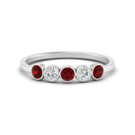 Load image into Gallery viewer, half-carat-bezel-set-5-round-ruby-wedding-ring-in-FD10558B-0.10CTGRUDR-NL-WG
