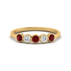 Load image into Gallery viewer, half-carat-bezel-set-5-round-ruby-wedding-ring-in-yellow-gold-FD10558B-0.10CTGRUDR-NL-YG.jpg?v=1757070462