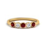 Load image into Gallery viewer, half-carat-bezel-set-5-round-ruby-wedding-ring-in-FD10558B-0.10CTGRUDR-NL-YG
