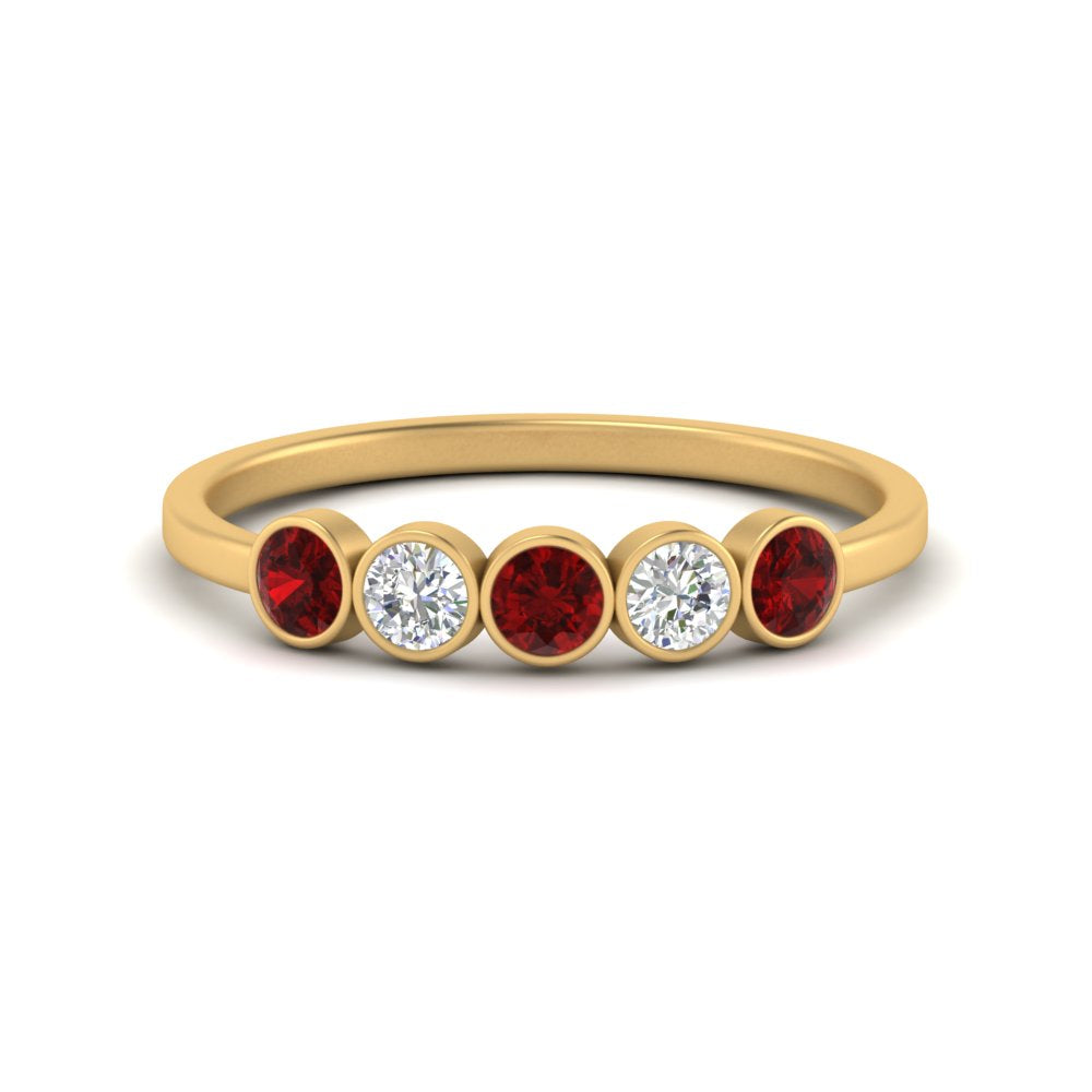 half-carat-bezel-set-5-round-ruby-wedding-ring-in-FD10558B-0.10CTGRUDR-NL-YG