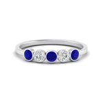 Load image into Gallery viewer, half-carat-bezel-set-5-round-sapphire-wedding-ring-in-FD10558B-0.10CTGSABL-NL-WG
