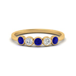 Load image into Gallery viewer, half-carat-bezel-set-5-round-sapphire-wedding-ring-in-FD10558B-0.10CTGSABL-NL-YG
