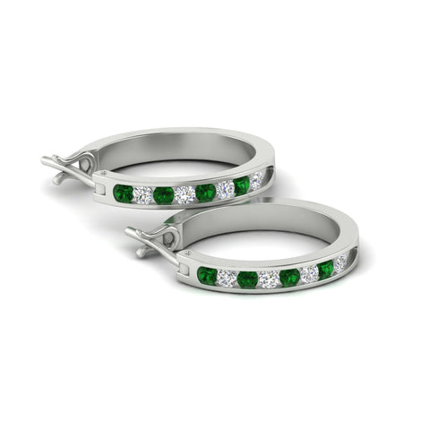 half-carat-channel-set-diamond-hoop-earring-with-emerald-in-white-gold-fdear3970gemgr-nl-wg