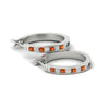 Load image into Gallery viewer, half-carat-channel-set-diamond-hoop-earring-with-orange-sapphire-in-white-gold-fdear3970gsaor-nl-wg