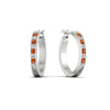 Load image into Gallery viewer, half-carat-channel-set-diamond-hoop-earring-with-orange-sapphire-in-white-gold-fdear3970gsaorangle1-nl-wg