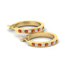 Load image into Gallery viewer, half-carat-channel-set-diamond-hoop-earring-with-orange-sapphire-in-yellow-gold-fdear3970gsaor-nl-yg