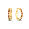 Load image into Gallery viewer, half-carat-channel-set-diamond-hoop-earring-with-orange-sapphire-in-yellow-gold-fdear3970gsaorangle1-nl-yg