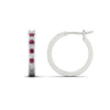 Load image into Gallery viewer, half-carat-channel-set-diamond-hoop-earring-with-pink-sapphire-in-white-gold-fdear3970gsadrpiangle2-nl-wg