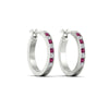 Load image into Gallery viewer, half-carat-channel-set-diamond-hoop-earring-with-pink-sapphire-in-white-gold-fdear3970gsadrpiangle3-nl-wg