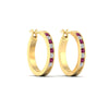 Load image into Gallery viewer, half-carat-channel-set-diamond-hoop-earring-with-pink-sapphire-in-yellow-gold-fdear3970gsadrpiangle3-nl-yg