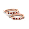 Load image into Gallery viewer, half-carat-channel-set-diamond-hoop-earring-with-ruby-in-rose-gold-fdear3970grudr-nl-rg