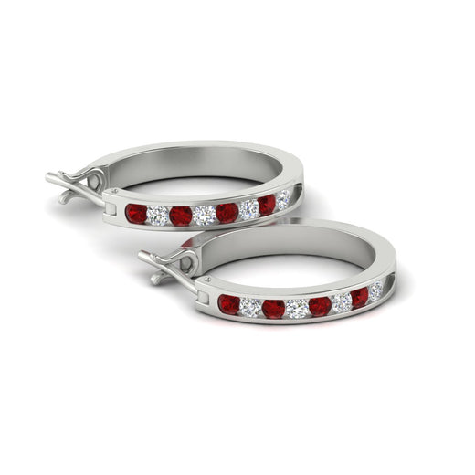 half-carat-channel-set-diamond-hoop-earring-with-ruby-in-white-gold-fdear3970grudr-nl-wg