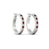 Load image into Gallery viewer, half-carat-channel-set-diamond-hoop-earring-with-ruby-in-white-gold-fdear3970grudrangle3-nl-wg