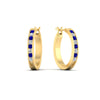 Load image into Gallery viewer, half-carat-channel-set-diamond-hoop-earring-with-sapphire-in-yellow-gold-fdear3970gsablangle1-nl-yg