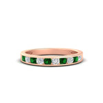 Load image into Gallery viewer, half-carat-channel-set-diamond-wedding-band-with-emerald-in-rose-gold-FDWB5242ROGEMGR-0.50CT-NL-RG
