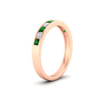 Load image into Gallery viewer, half-carat-channel-set-diamond-wedding-band-with-emerald-in-rose-gold-FDWB5242ROGEMGRANGLE2-0.50CT-NL-RG

