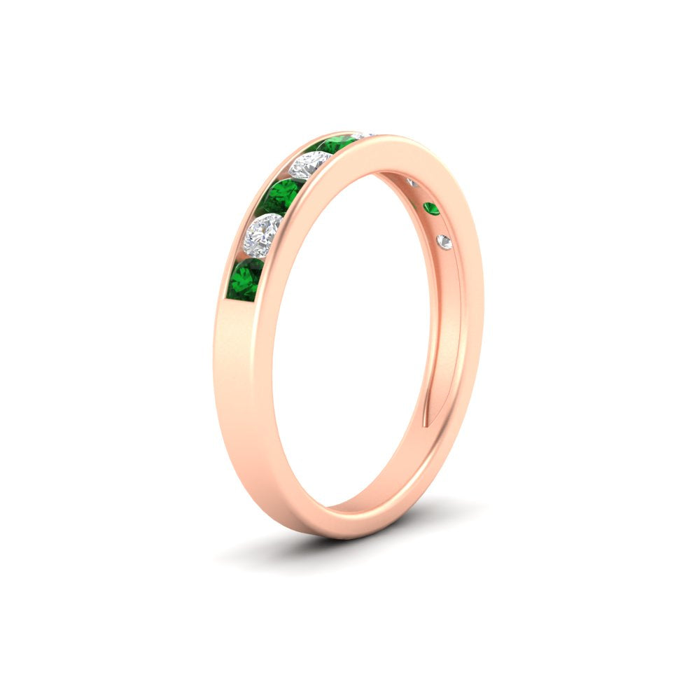 half-carat-channel-set-diamond-wedding-band-with-emerald-in-rose-gold-FDWB5242ROGEMGRANGLE2-0.50CT-NL-RG
