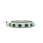 Load image into Gallery viewer, half-carat-channel-set-diamond-wedding-band-with-emerald-in-white-gold-FDWB5242ROGEMGR-0.50CT-NL-WG-HW
